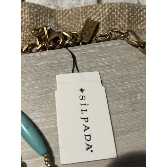 Silpada KR "Toes in the Sand" Howlite Turquoise Brass Necklace 5-Strand NWT $160 - Picture 4 of 11